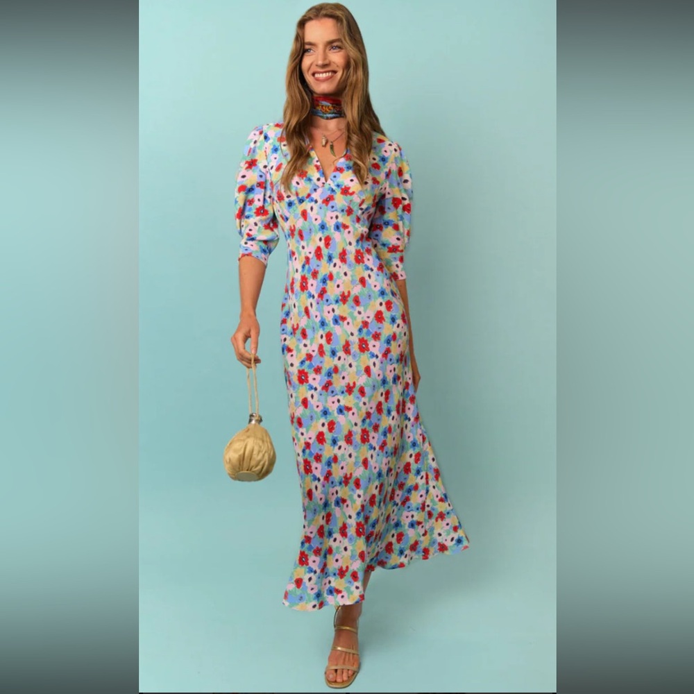 Rixo Zadie Midi Dress in Spring Ink - size M / US 8 - worn once